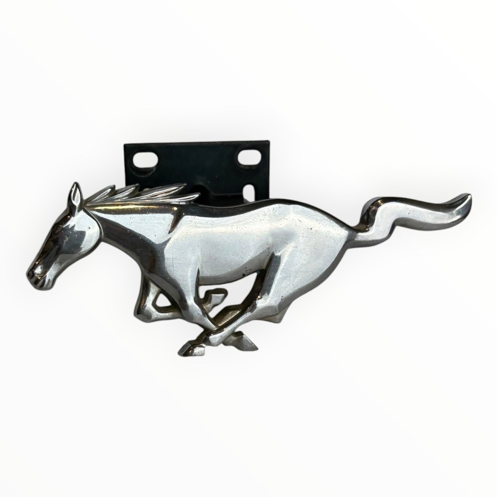 Vintage 1960's Ford Mustang Chrome Front Grill Emblem & Mounting Bracket